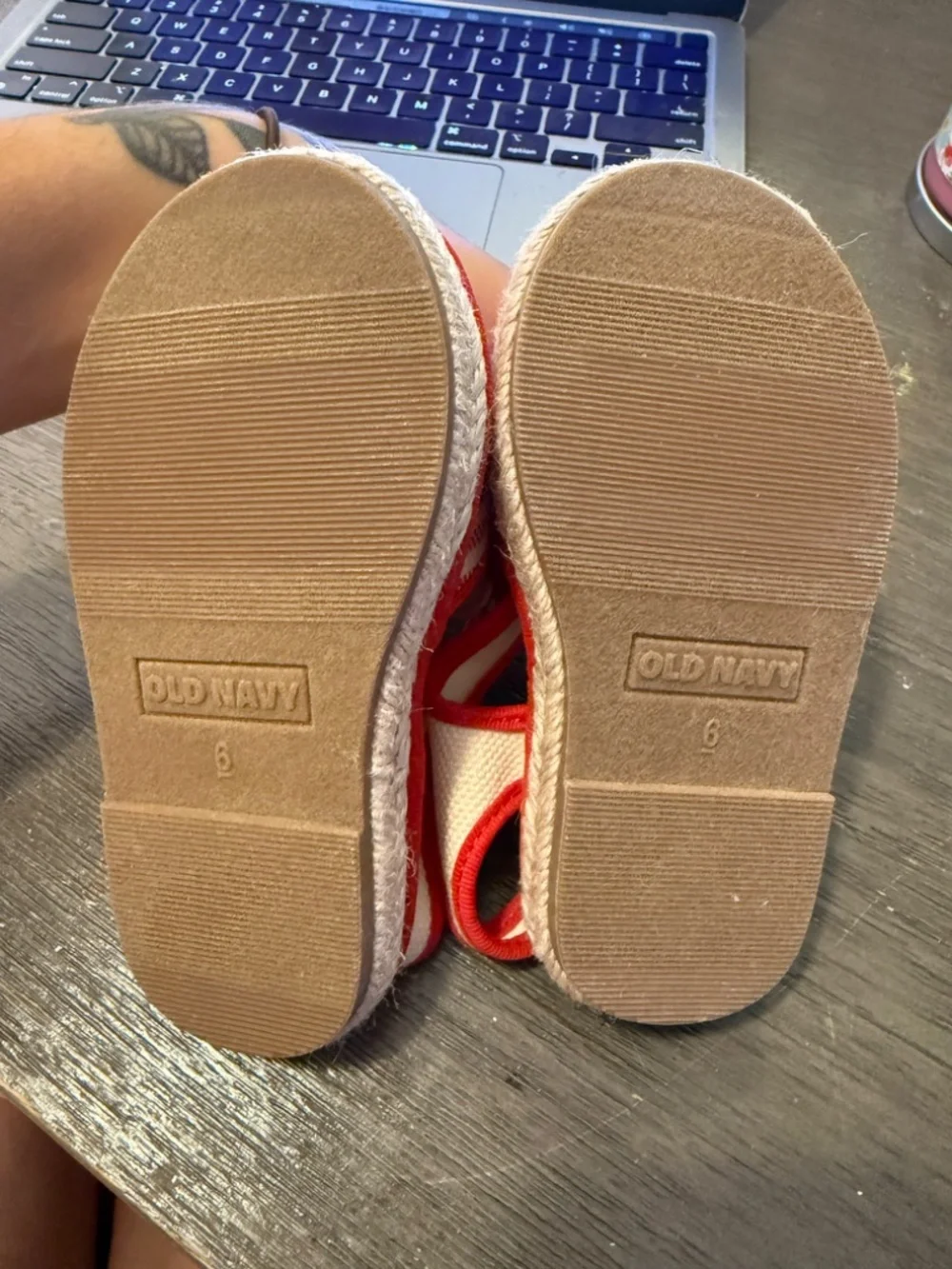 NEW Red Stripped Toddler Sandals Size 6